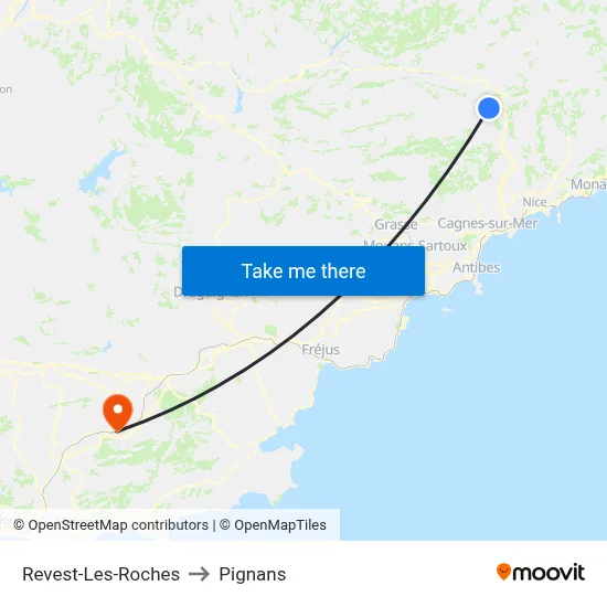 Revest-Les-Roches to Pignans map