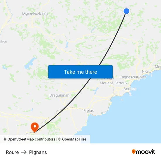 Roure to Pignans map