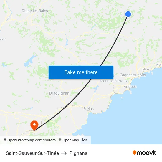 Saint-Sauveur-Sur-Tinée to Pignans map