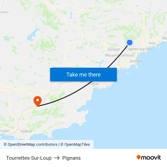 Tourrettes-Sur-Loup to Pignans map