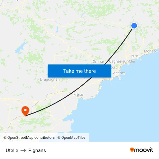 Utelle to Pignans map