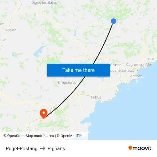 Puget-Rostang to Pignans map