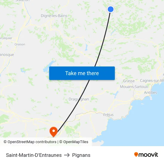 Saint-Martin-D'Entraunes to Pignans map