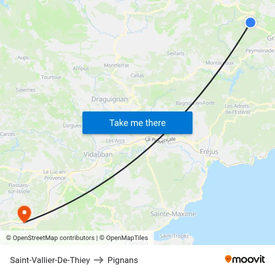 Saint-Vallier-De-Thiey to Pignans map