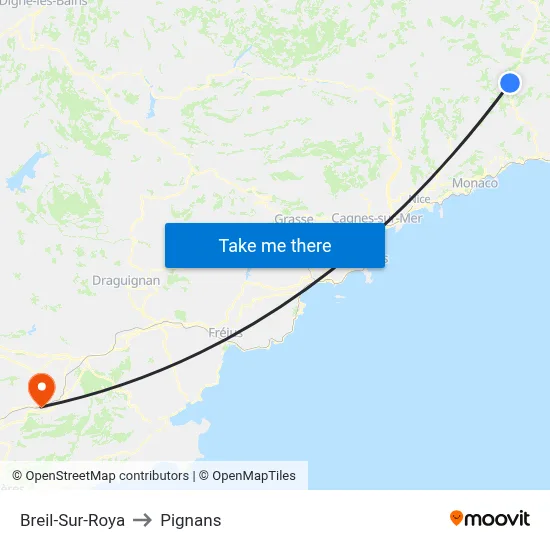 Breil-Sur-Roya to Pignans map