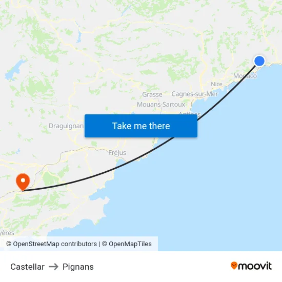 Castellar to Pignans map