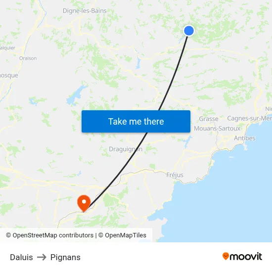 Daluis to Pignans map