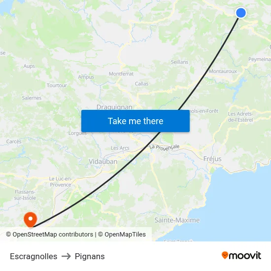 Escragnolles to Pignans map