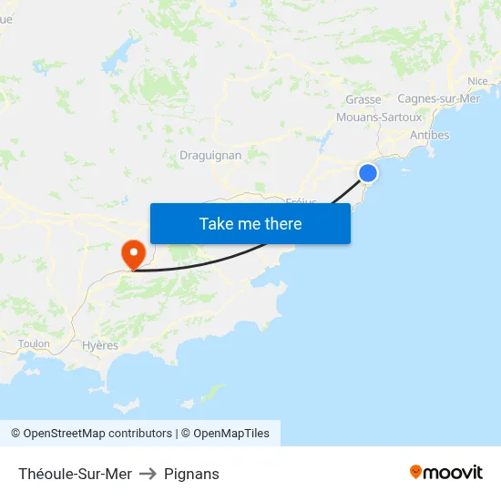 Théoule-Sur-Mer to Pignans map
