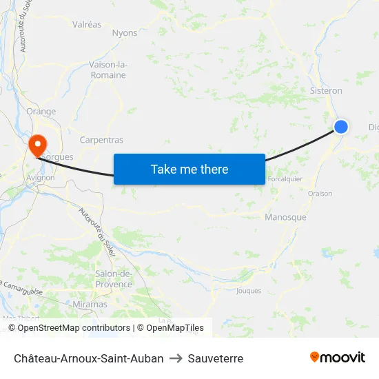 Château-Arnoux-Saint-Auban to Sauveterre map