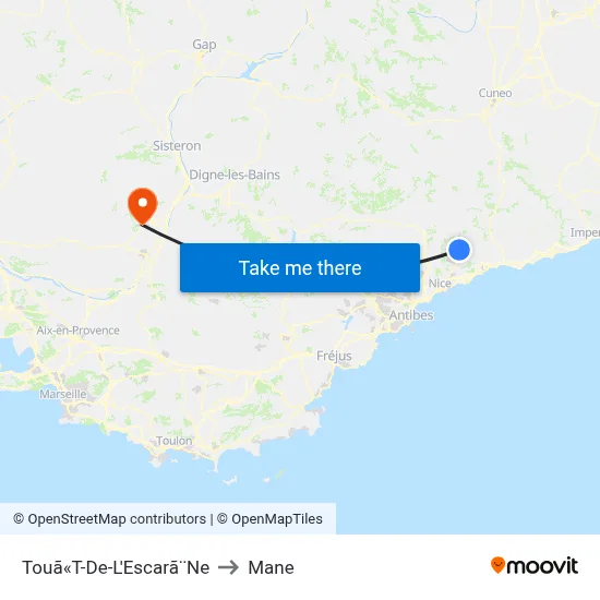 Touã«T-De-L'Escarã¨Ne to Mane map
