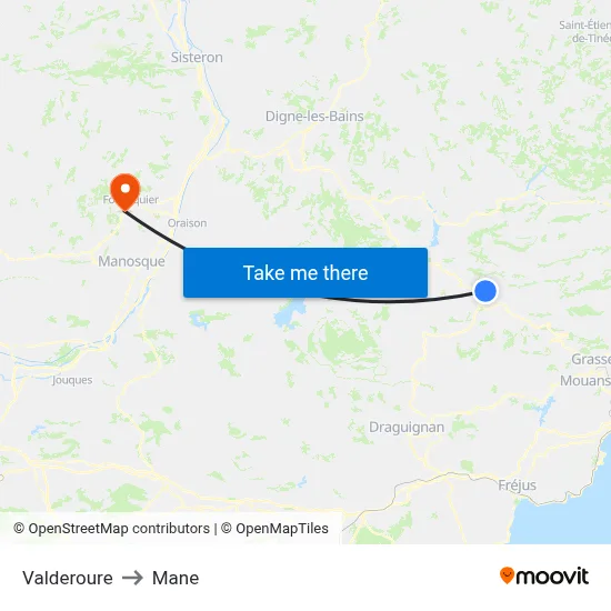 Valderoure to Mane map