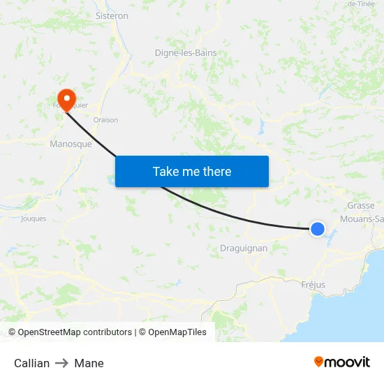 Callian to Mane map