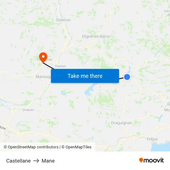 Castellane to Mane map