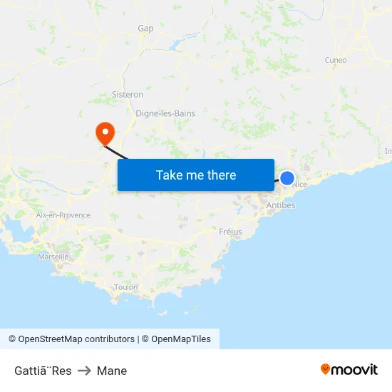 Gattiã¨Res to Mane map