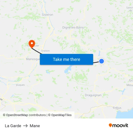 La Garde to Mane map
