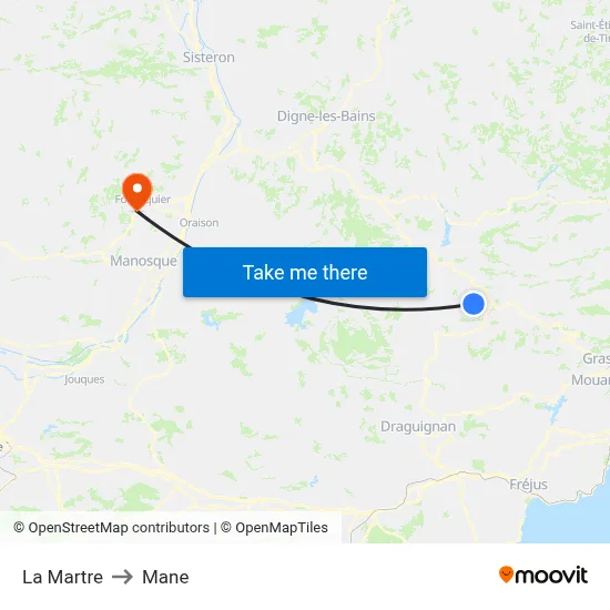 La Martre to Mane map