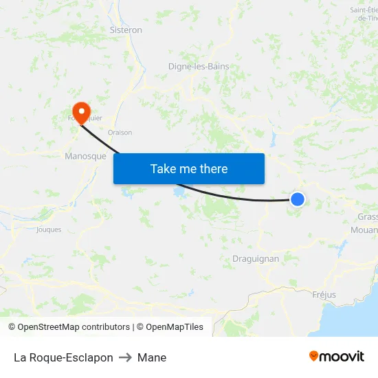 La Roque-Esclapon to Mane map