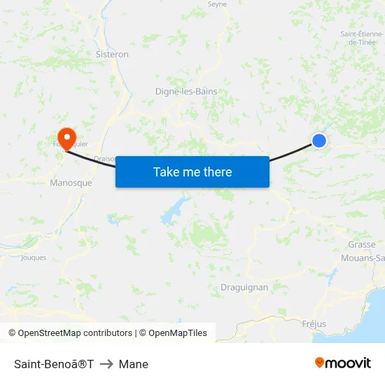 Saint-Benoã®T to Mane map