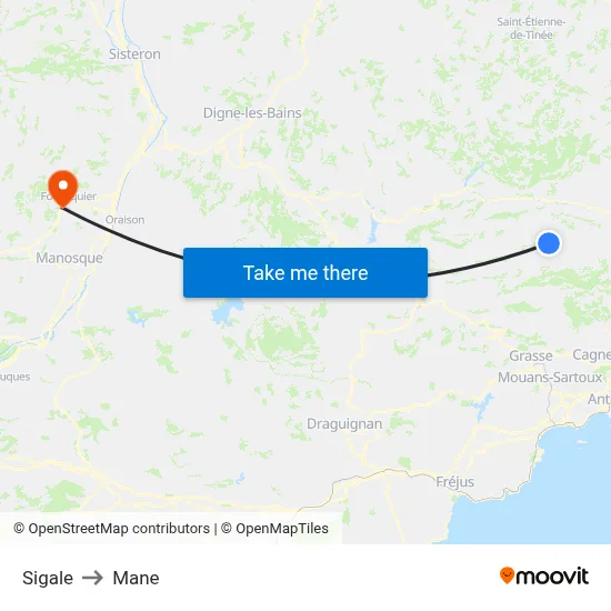 Sigale to Mane map