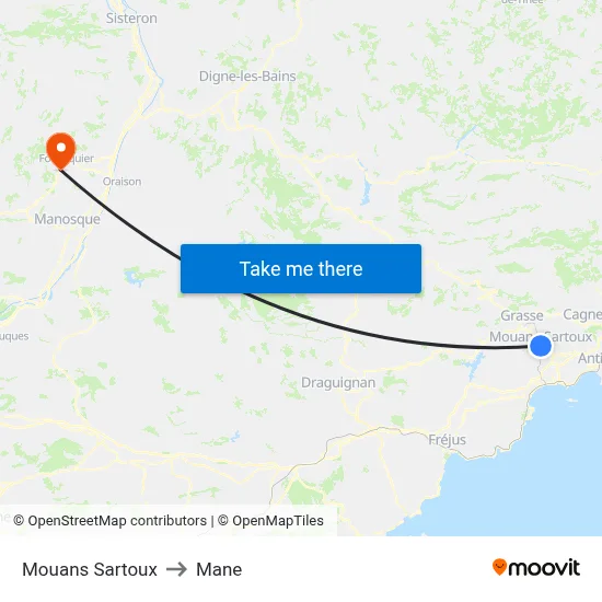 Mouans Sartoux to Mane map