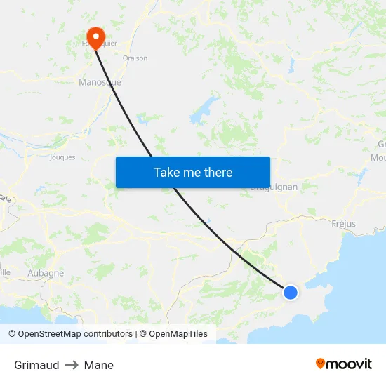 Grimaud to Mane map