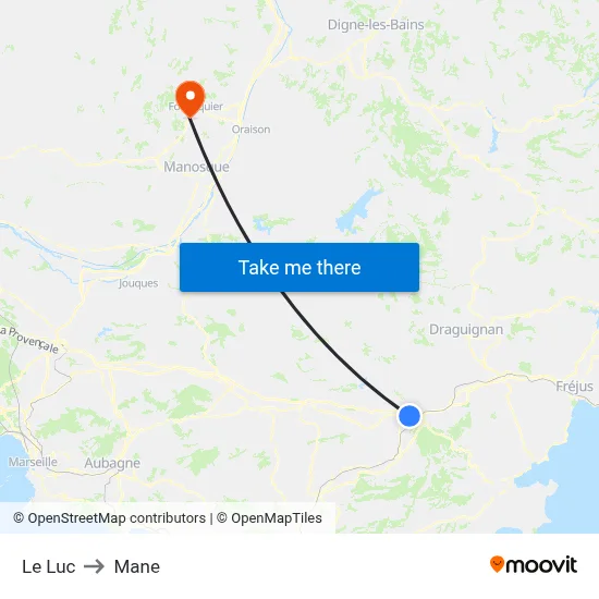 Le Luc to Mane map