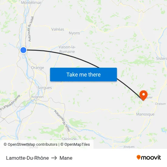 Lamotte-Du-Rhône to Mane map