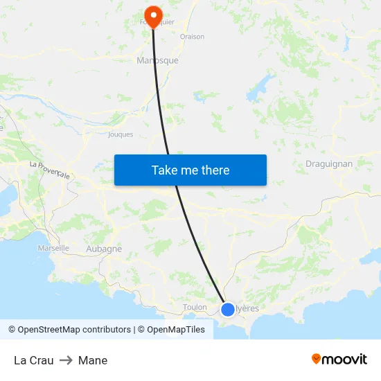 La Crau to Mane map