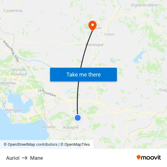 Auriol to Mane map