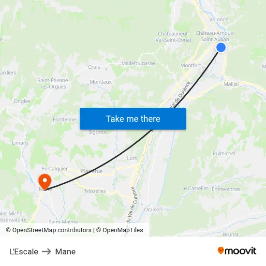 L'Escale to Mane map