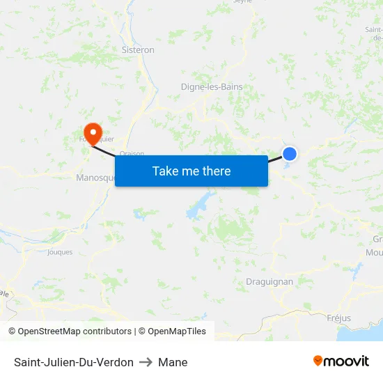 Saint-Julien-Du-Verdon to Mane map