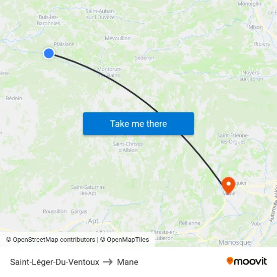 Saint-Léger-Du-Ventoux to Mane map