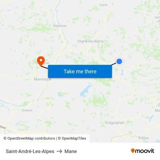 Saint-André-Les-Alpes to Mane map