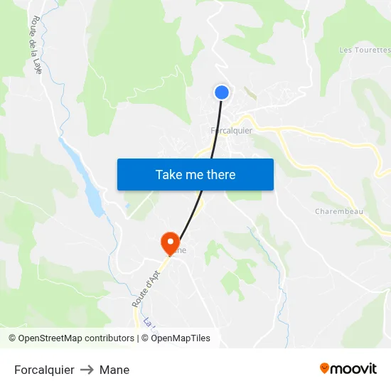 Forcalquier to Mane map