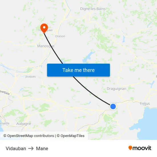 Vidauban to Mane map