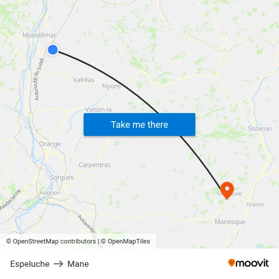 Espeluche to Mane map