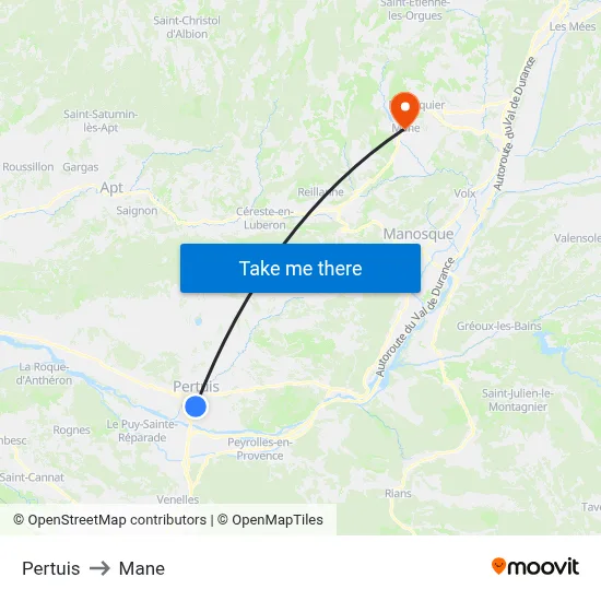 Pertuis to Mane map