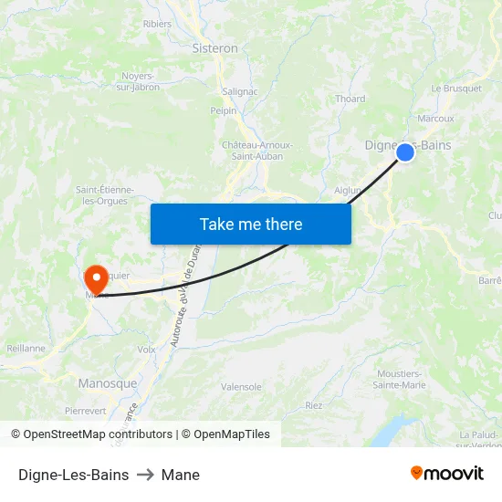 Digne-Les-Bains to Mane map