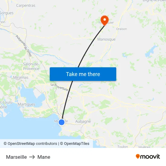 Marseille to Mane map