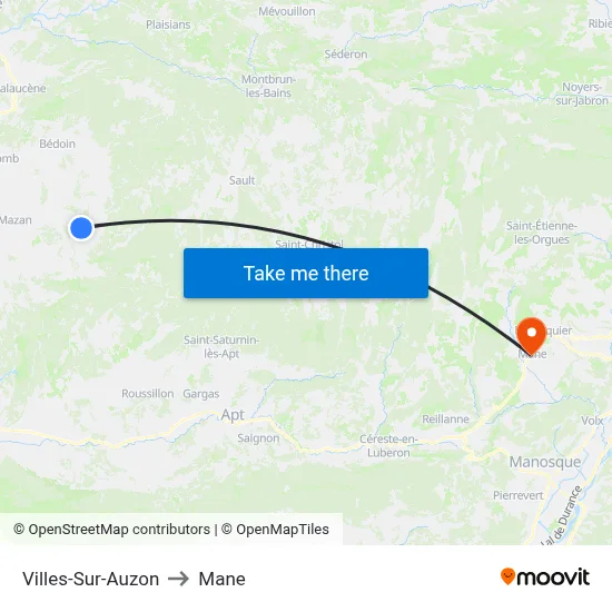 Villes-Sur-Auzon to Mane map