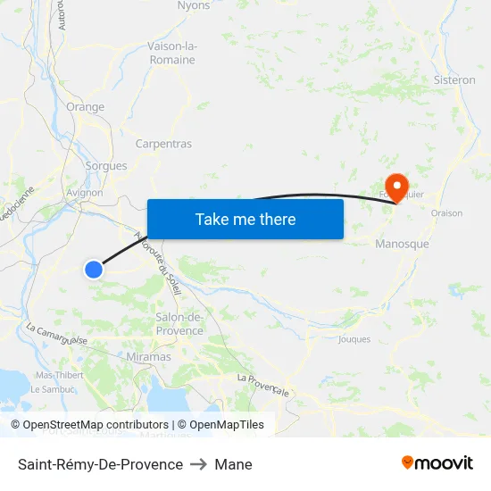 Saint-Rémy-De-Provence to Mane map