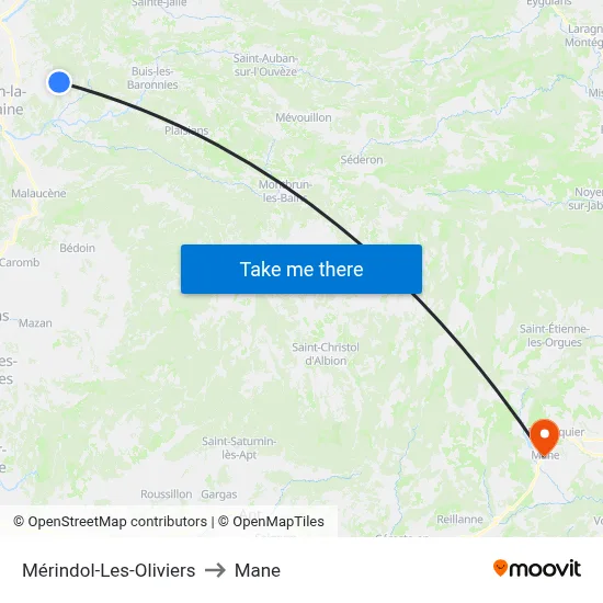 Mérindol-Les-Oliviers to Mane map