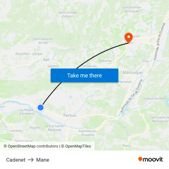 Cadenet to Mane map