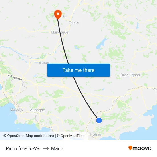 Pierrefeu-Du-Var to Mane map