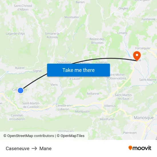 Caseneuve to Mane map