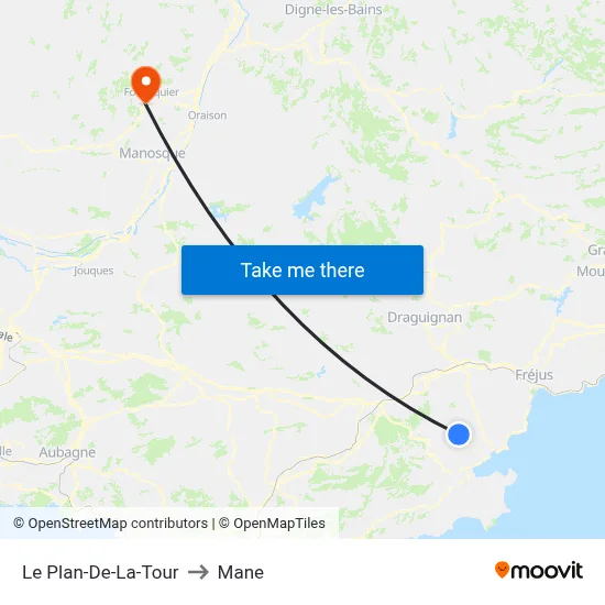 Le Plan-De-La-Tour to Mane map