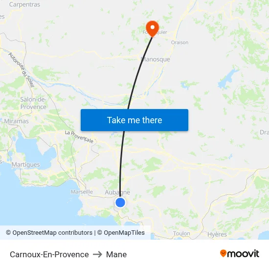 Carnoux-En-Provence to Mane map