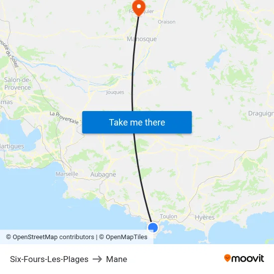 Six-Fours-Les-Plages to Mane map