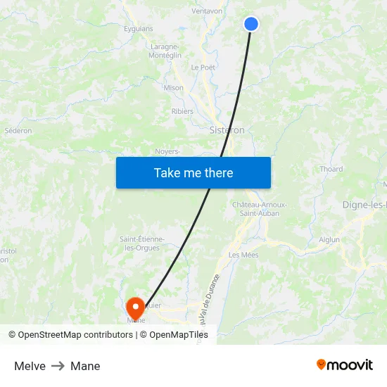 Melve to Mane map